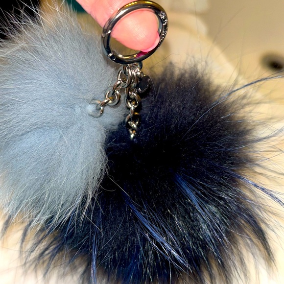 Like New Michael Kors double poof/key ring navy/greyblue 💙🩶 - Picture 1 of 4